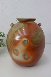 Shino Glaze And Seashell Kiln Mark Stoneware Ovoid Vase