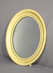 Vintage Wooden Yellow Oval Table Top Mirror -missing Back Stand