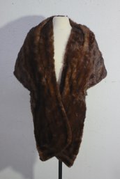 Vintage Dark Brown Squirrel Fur Stole Wrap Shawl