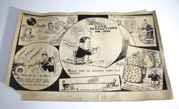 Original 1926 Cartoon Illustration - 'Good Resolutions For 1926'