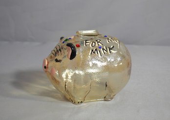 Charming Vintage Glass Piggy Bank - 'For My Mink