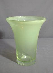 Streamlined Green Art Glass Vase - 9'h X 7.5' Round