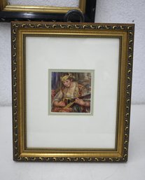 Frame Vintage Print  By Renoir. Woman With A Mandolin