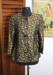 Gold Embroidered Floral Brocade Jacket - Size 8