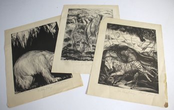 Mokdi Gassner (18971975) Signed Animal Etchings  Set Of Three