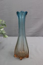 Murano Art Glass Blown Glass Vase Amethyst To Blue Clear Cased Frateli Toso