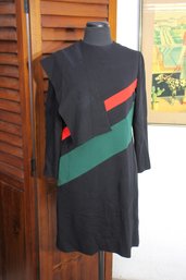 Vintage 1980s Geometric Color Block Dress - Bold And Stylish Size Small