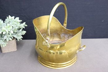 2 Of 2: Vintage English Brass Coal Scuttle Bucket - Orb Relief Sides