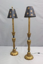A Pair Of Maitland Smith Tall Toleware Table Lamps