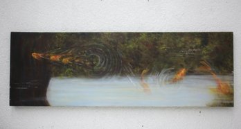 Unframed  Painting Of Fishes Sign On The Back Berg