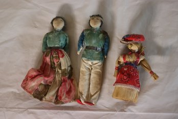 Native American Craft Navajo Dolls And One Handmade Vintage Corn Husk Doll