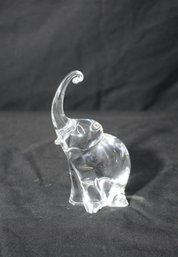 Vintage Glass Crystal Elephant Figurine By Scandinavian Folke Walving