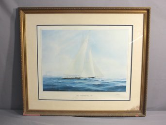 Framed Tim Thompson Print Of Americas Cup- Pencil Sign