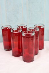 Set Of 6 Hand Blown Red Glass 'Ruby' Slim Tumblers