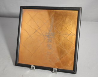 Vintage Copper Art Square Plate, 9' X 9' - Etched Design