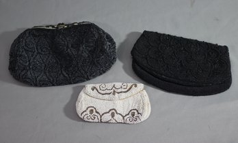 Three (3) Vintage Beaded Clutch And One Clutch With Slide Handle