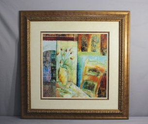 Good Quality Framed And Matted Interior Scene Still Life . Lithograph