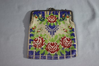 Vintage Victorian Floral Purse -(some Bead Loss)