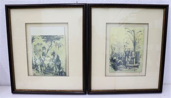 Two John Richard Oriental Scene 1 And Scene 8 Wall Art Framed Prints
