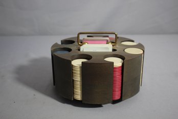 Vintage Mid-Century Cherry Poker Chip Caddy Carousel