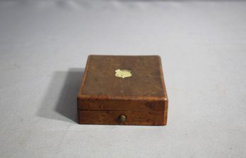 Antique Wooden Pocket Watch Box With Brass Inlay