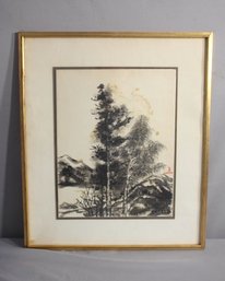 Signed Larkin  Drawing   Framed And Matted