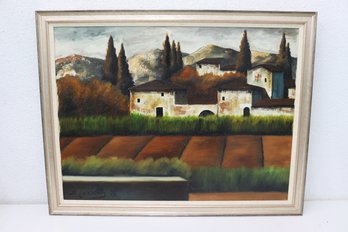 Tuscan Farm Original Acrylic On Canvas, Signed And Dated