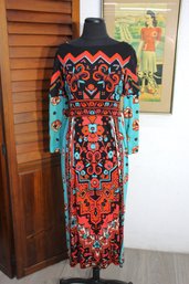 Enchanting Emilia Bellini Silk Dress - Vintage Bohemian Glamour, Size Small