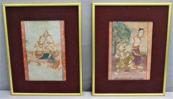 A Pair Of Traditional Thai Folk Style Colored Prints