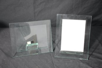 Two Clear Glass Crystal Photo Frames