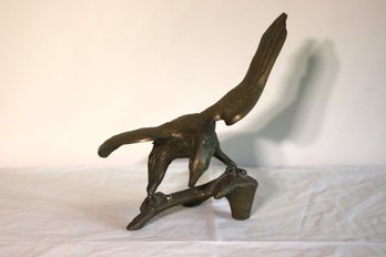 Vintage Large Brass Eagle On Branch Statue 11.5' Wingspan Golden