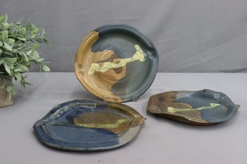 3 Signed Pottery Plates