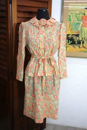 Charming Vintage Floral 2-Piece Dress Set - Size Small