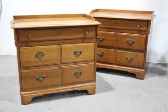 Two Vintage Solid Wild Cherry Provincial Nightstands By Monitor Furniture Co.