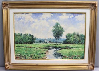 Distinctive Frame With Landscape Reproduction Print On Canvas