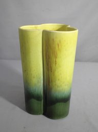 Hull Pottery 110 Yellow Green Ombr 3 Lobed MCM 9.5' Vase USA