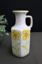 Vintage MCM Scheurich Keramik Handled Hexagonal Vase #497-28