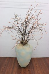 Faux White Berry & Blossom Branches In Dreamy Pastel Corrugated Vase