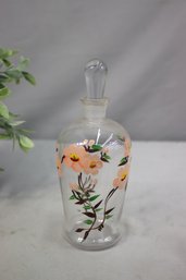 Vintage Hand Painted Glass Apothecary Bottle With Stopper