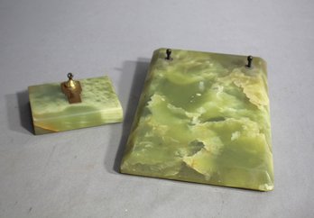 Vintage Marble Desk Set With Calendar Stand And Fountain Pen Holder