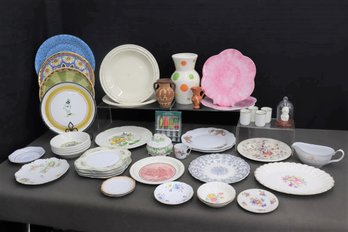 Miscellaneous Lot Of Plates, Vase , Platters  And More