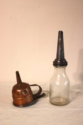 Two Vintage Oil Bottle And Can