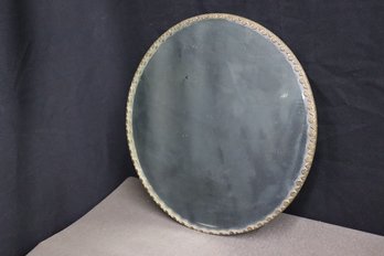 Antiqued Round Mirror In Acanthus Repeat Brass Rim