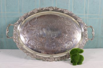 Vintage Sheffield Silver Plated On Copper Oval Serving Tray