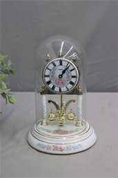 Linden Glass Dome Clock   Goldtone And Floral  Embellished 11' Quartz Battery Operated