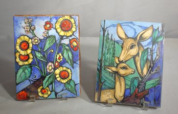 Vibrant Tin Copper  Artwork Duo Signed By CFJ