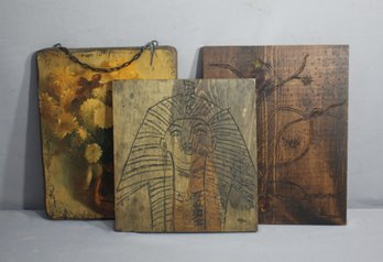Group Of 3 Decorative Quality Wood Wall Art Pieces
