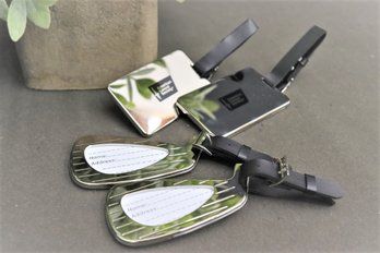 Four Polished Metal Luggage Tags - 2 Golf Ball Shapes And 2 Rectangle