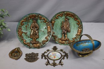 Embossed Copper, Brass, And Mixed Metal Decorative Plates, Bowl, And More