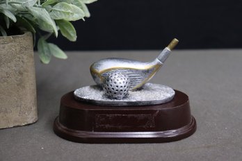 Silver Resin Golf Ball And Driver Club Head Award Trophy